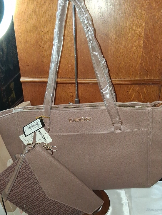 bebe Handbags - bebe Mauve Taupe Tote with Matching Wristlet NWT